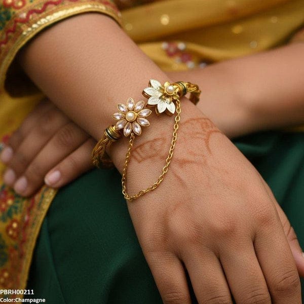 Gold Plated Flower Bangle Set